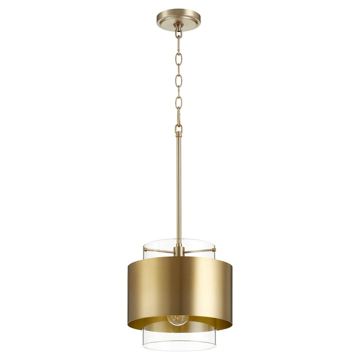 Quorum Glass Cylinder Drum Pendants 8012-80 Pendant Light - Aged Brass