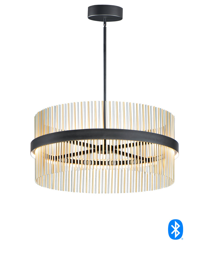 ET2 by Maxim Chimes E34207-BKSNSBR Chandelier Light - Black / Satin Nickel / Satin Brass