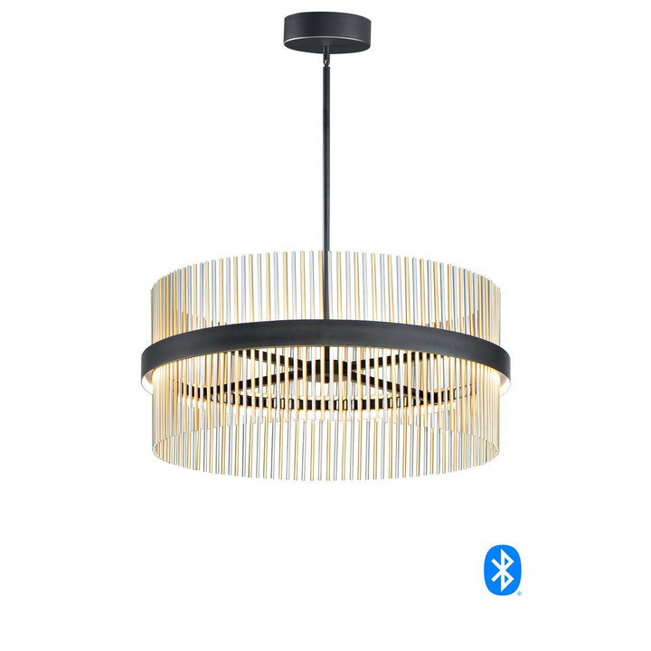 ET2 by Maxim Chimes E34207-BKSNSBR Chandelier Light - Black / Satin Nickel / Satin Brass