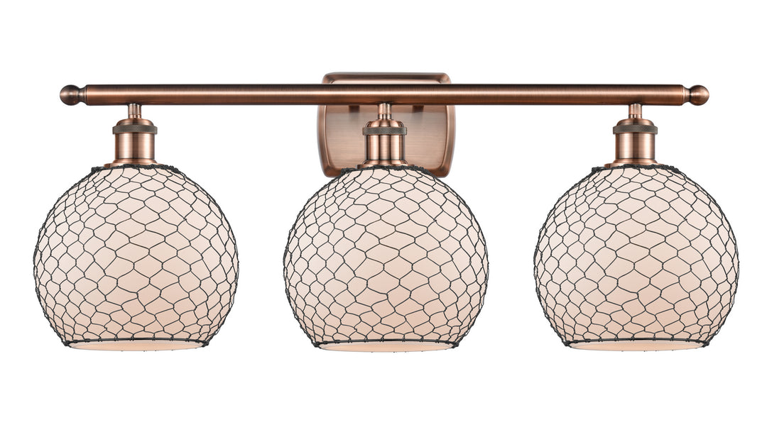 Innovations Ballston 516-3W-AC-G121-8CBK Bath Vanity Light 26 in. wide - Antique Copper