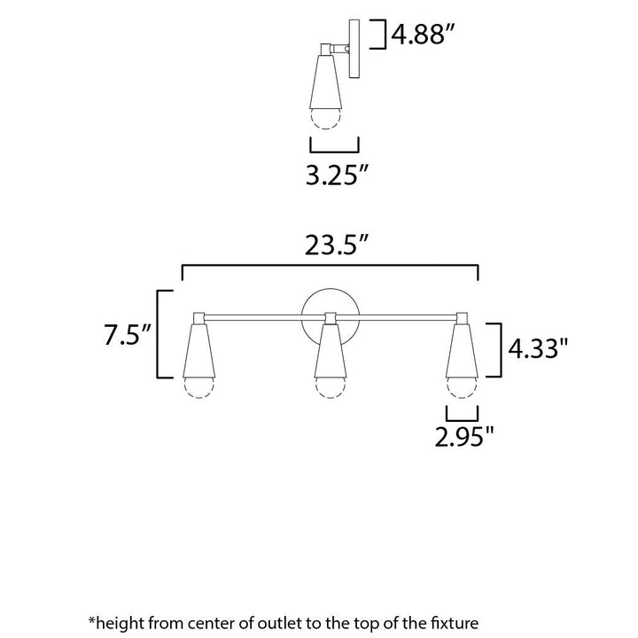 Maxim Lovell 11263BKSBR/BUL Bath Vanity Light 24 in. wide - Black / Satin Brass