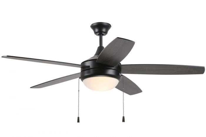 Craftmade Phaze Energy Star 5 Blade EPHA52FB5 Ceiling Fan 52 - Flat Black, Flat Black/Greywood/