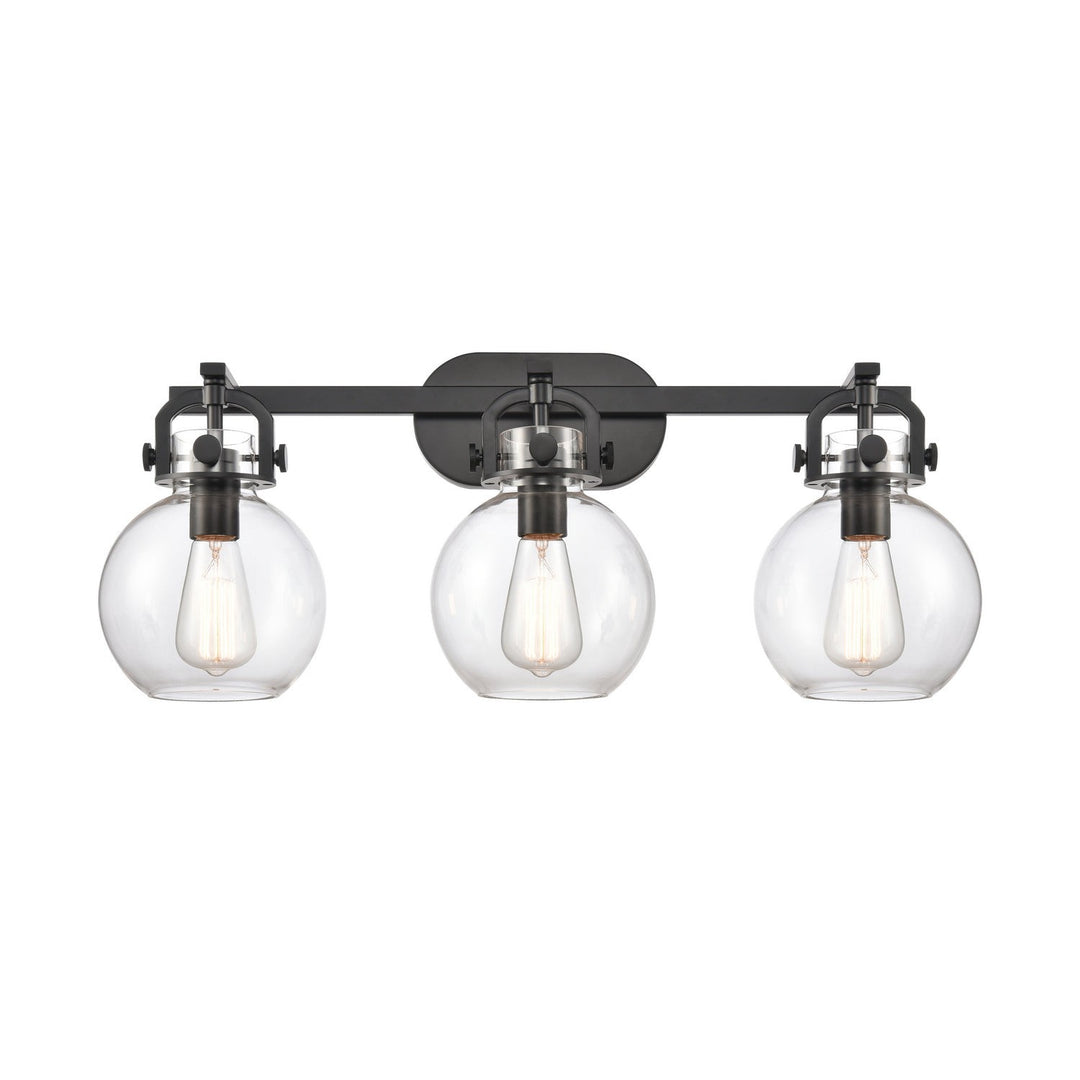 Innovations Newton 410-3W-BK-7CL Bath Vanity Light 27 in. wide - Matte Black