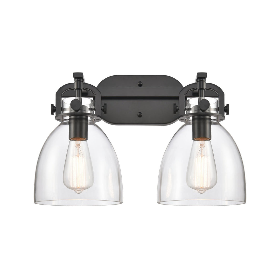 Innovations Newton 412-2W-BK-7CL Bath Vanity Light 17 in. wide - Matte Black