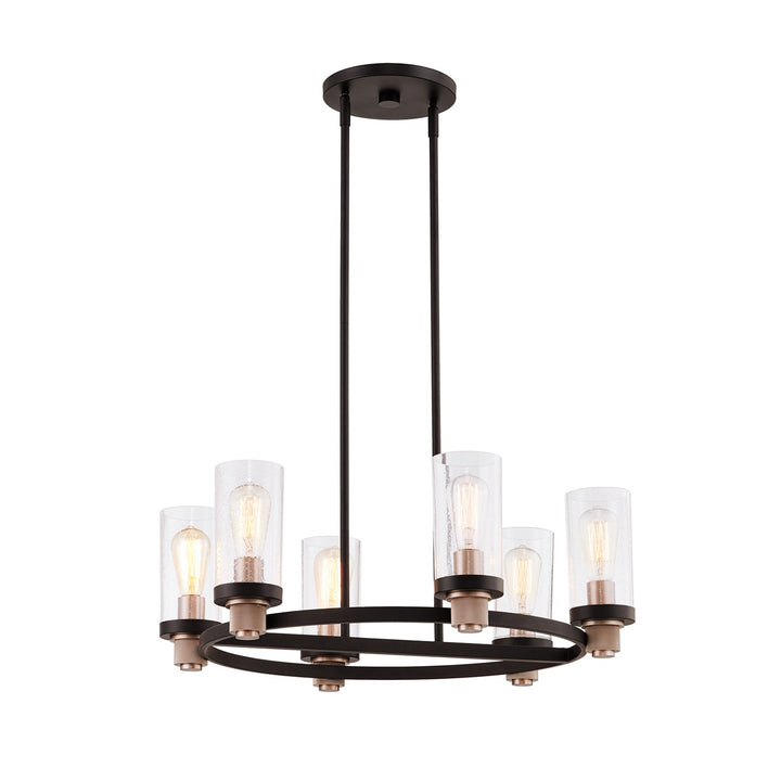 Justice Designs Austin FSN-4363-SEED-MBBR Chandelier Light - Matte Black w/ Brass