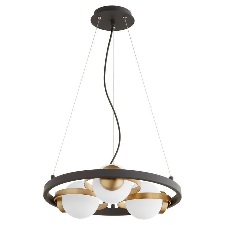 Quorum Nimbus 606-3-6980 Chandelier Light - Textured Black W/ Aged Brass