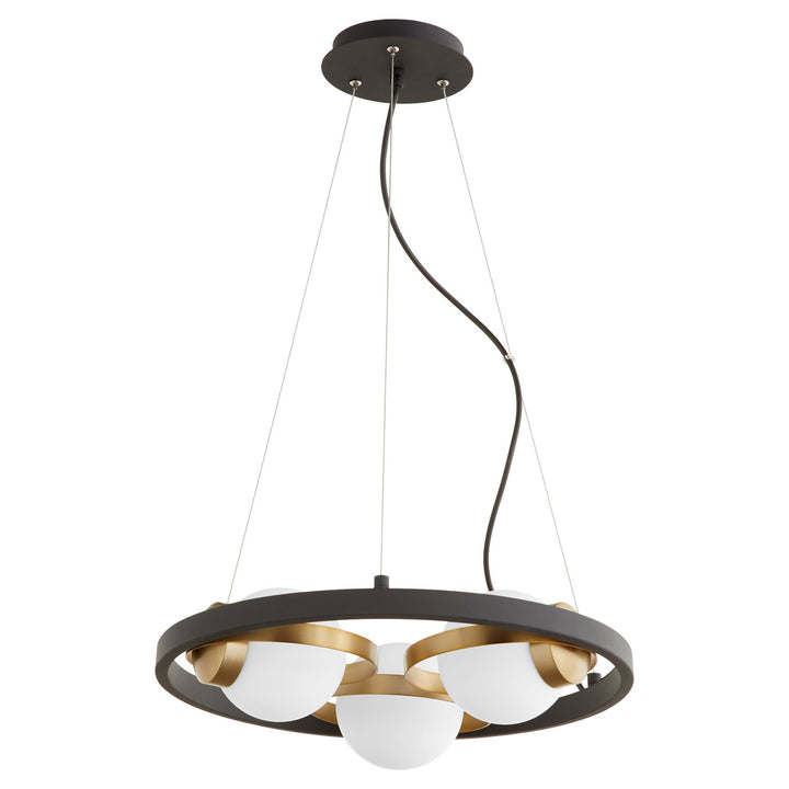 Quorum Nimbus 606-3-6980 Chandelier Light - Textured Black W/ Aged Brass
