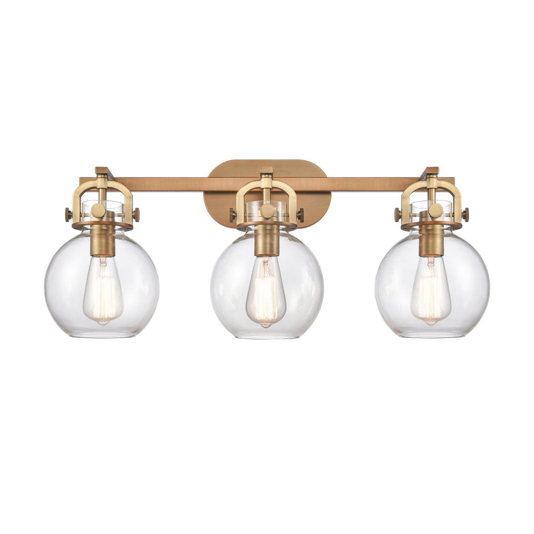 Innovations Newton 410-3W-BB-7CL Bath Vanity Light 27 in. wide - Brushed Brass