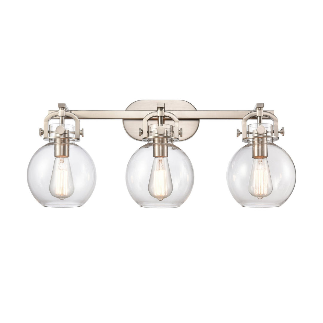 Innovations Newton 410-3W-SN-7CL Bath Vanity Light 27 in. wide - Brushed Satin Nickel
