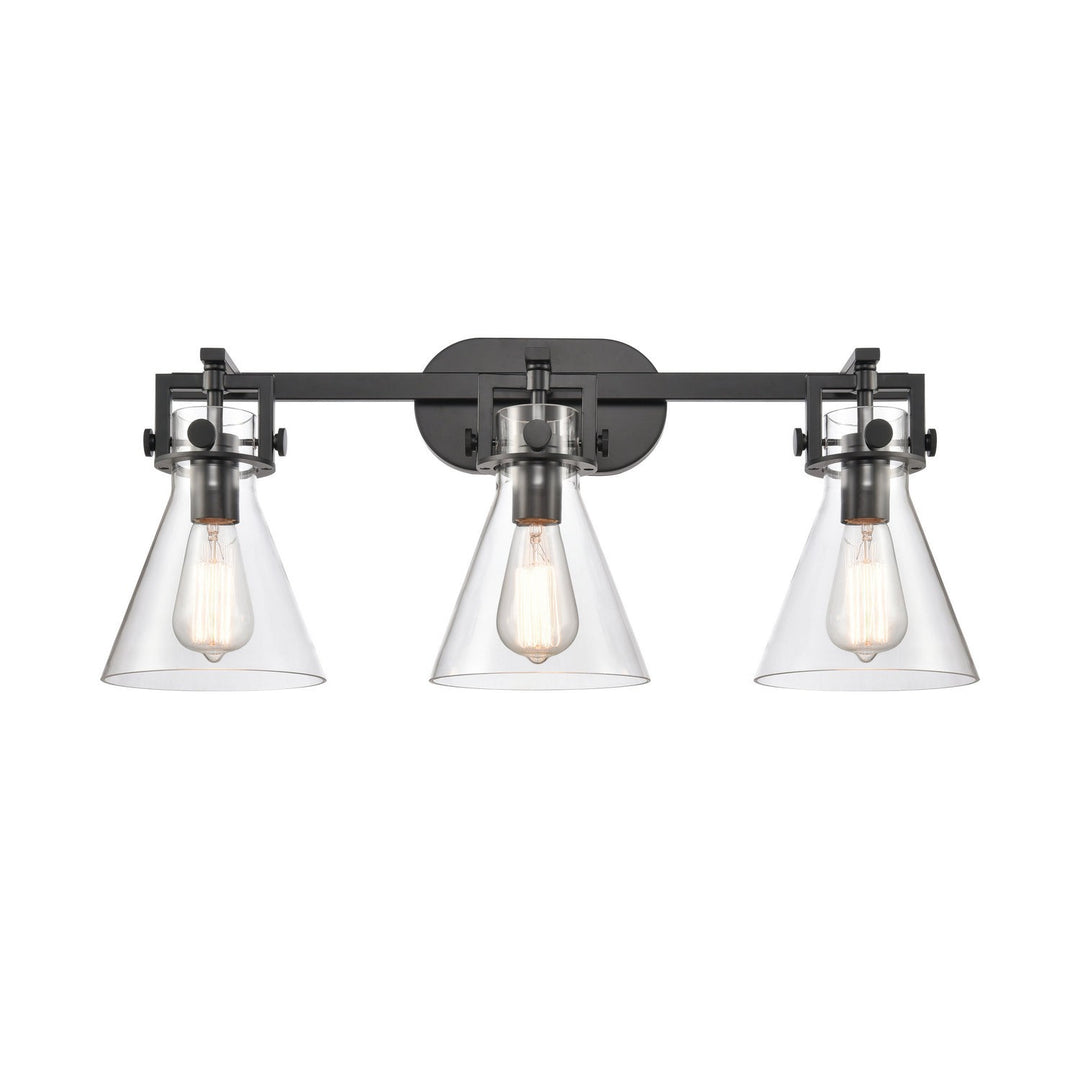 Innovations Newton 411-3W-BK-7CL Bath Vanity Light 27 in. wide - Matte Black