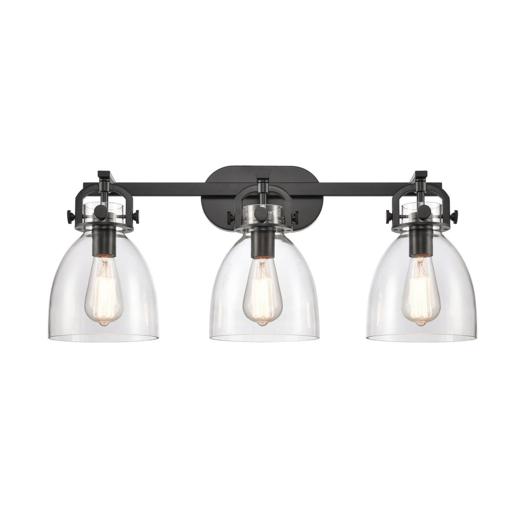 Innovations Newton 412-3W-BK-7CL Bath Vanity Light 27 in. wide - Matte Black