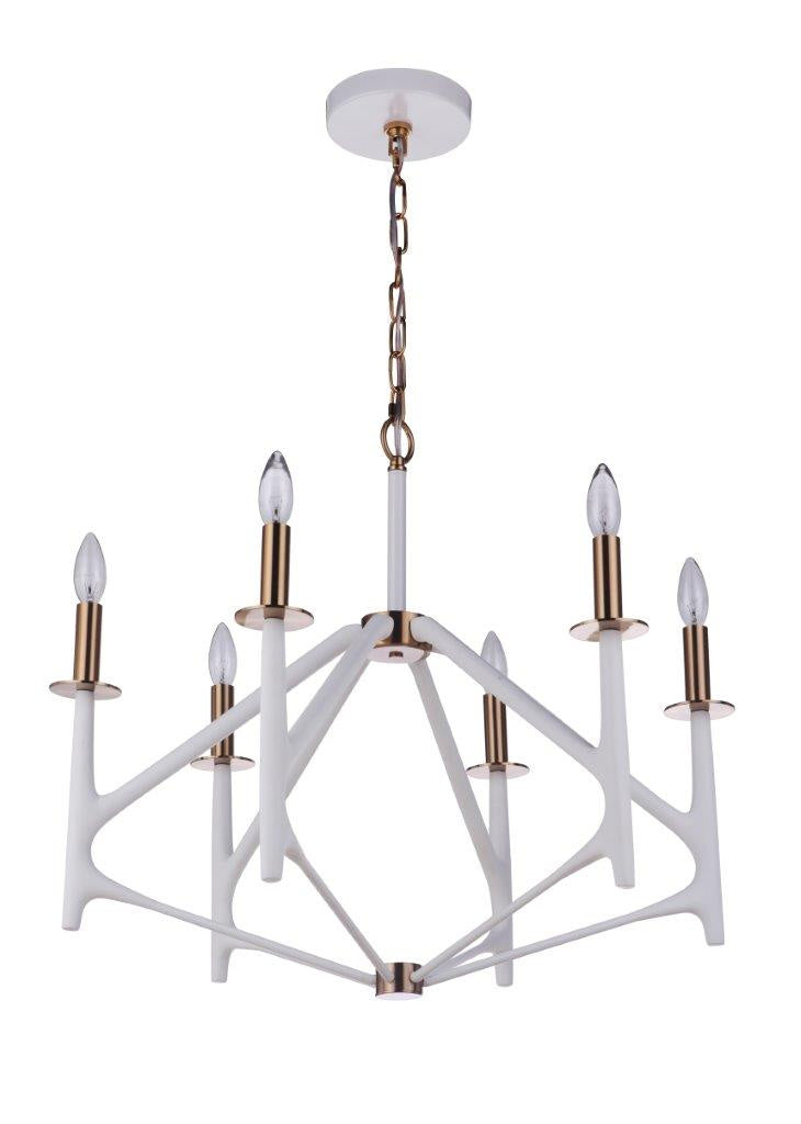 Craftmade The Reserve 55526-MWWSB Chandelier Light - Matte White/Satin Brass