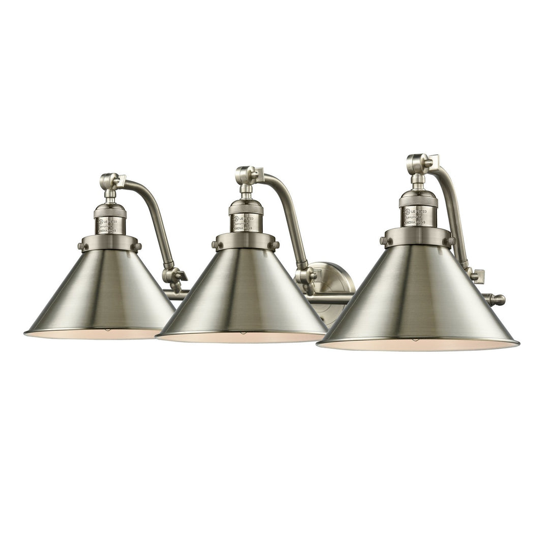 Innovations Franklin Restoration 515-3W-SN-M10-SN Bath Vanity Light 28 in. wide - Brushed Satin Nickel