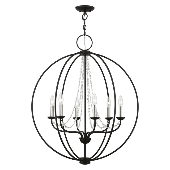 Livex Arabella 40916-04 Chandelier Light - Black w/Brushed Nickel Finish Candles