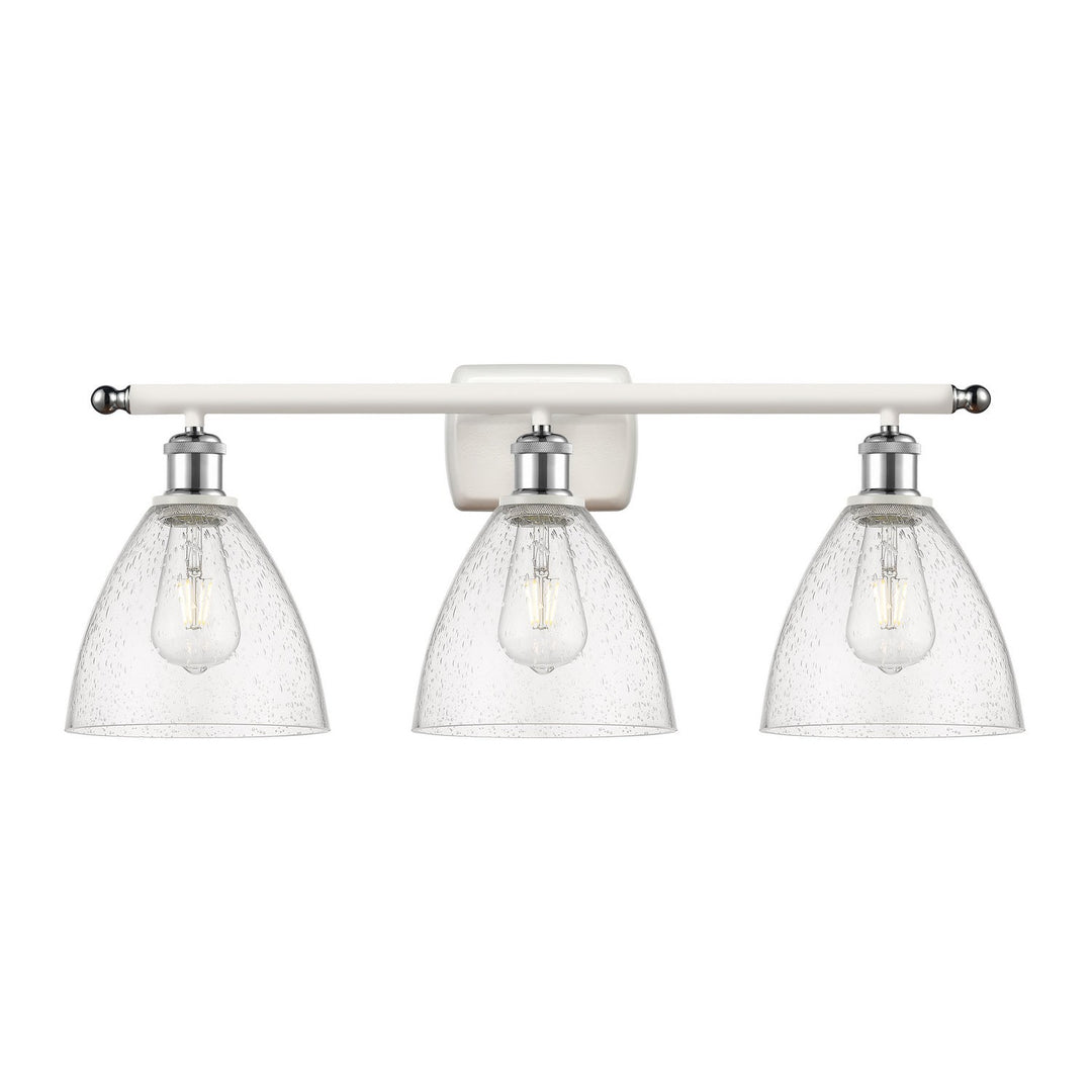Innovations Ballston 516-3W-WPC-GBD-754-LED Bath Vanity Light 28 in. wide - White and Polished Chrome