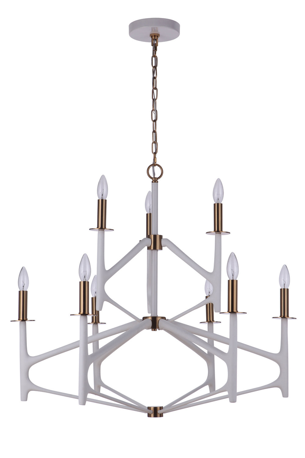 Craftmade The Reserve 55529-MWWSB Chandelier Light - Matte White/Satin Brass