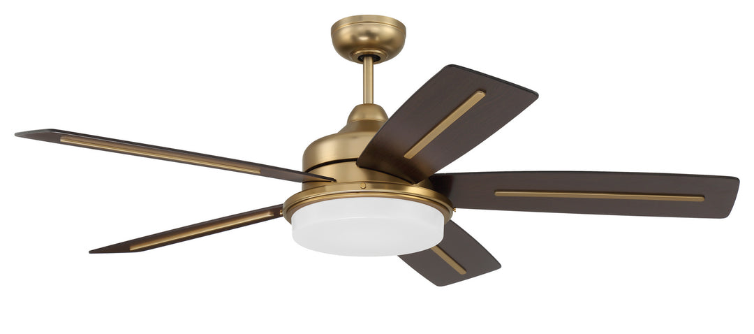 Craftmade Drew DRW54SB5 Ceiling Fan 54 - Satin Brass, Flat Black/Walnut/