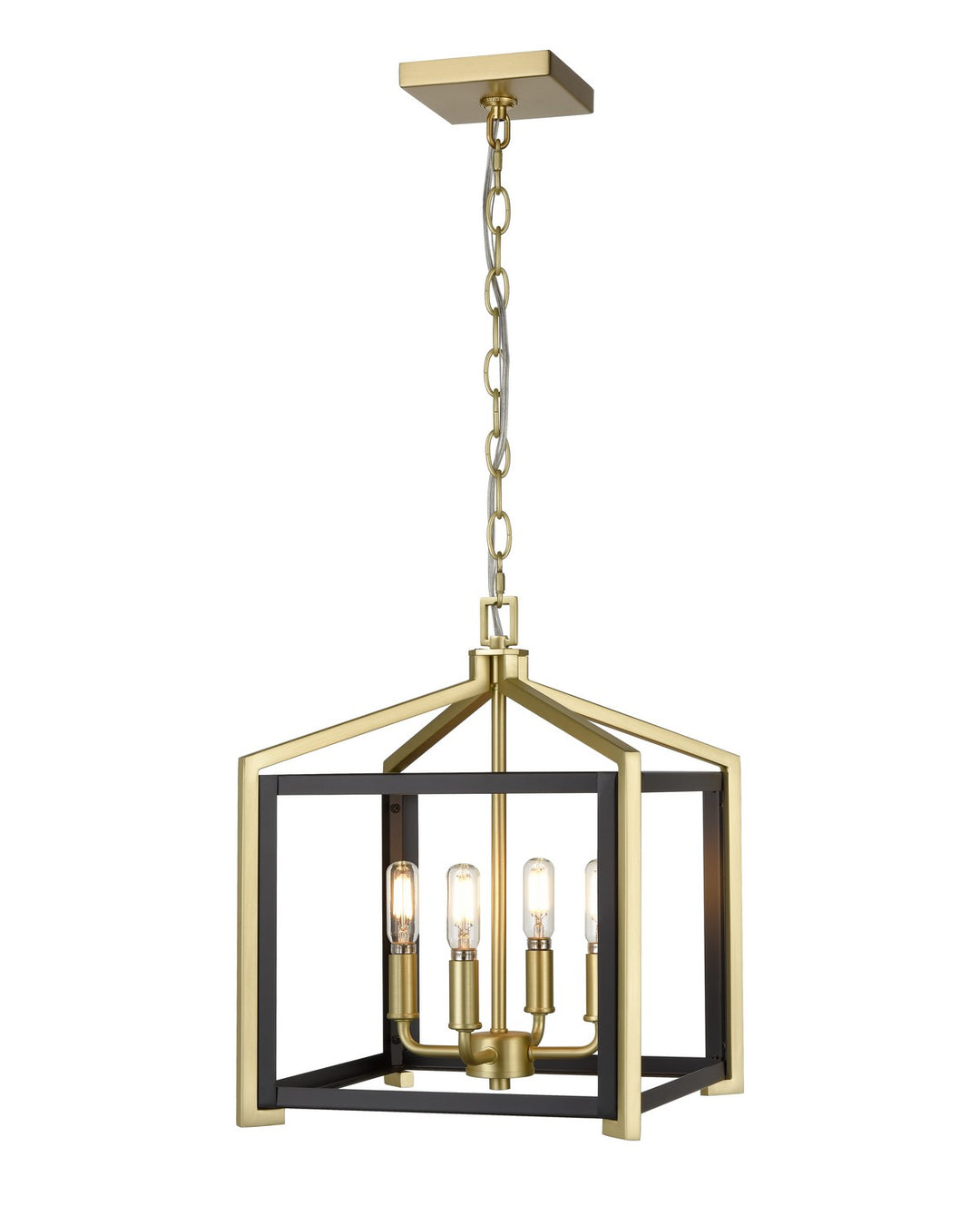 Innovations Downtown Urban 376-4CR-BSB-12 Pendant Light - Black Satin Brass