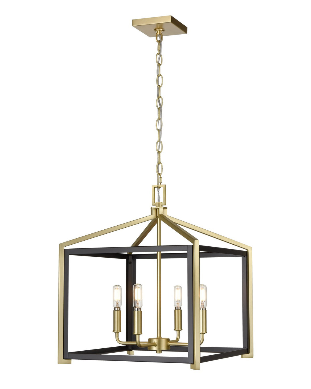 Innovations Downtown Urban 376-4CR-BSB-16 Pendant Light - Black Satin Brass
