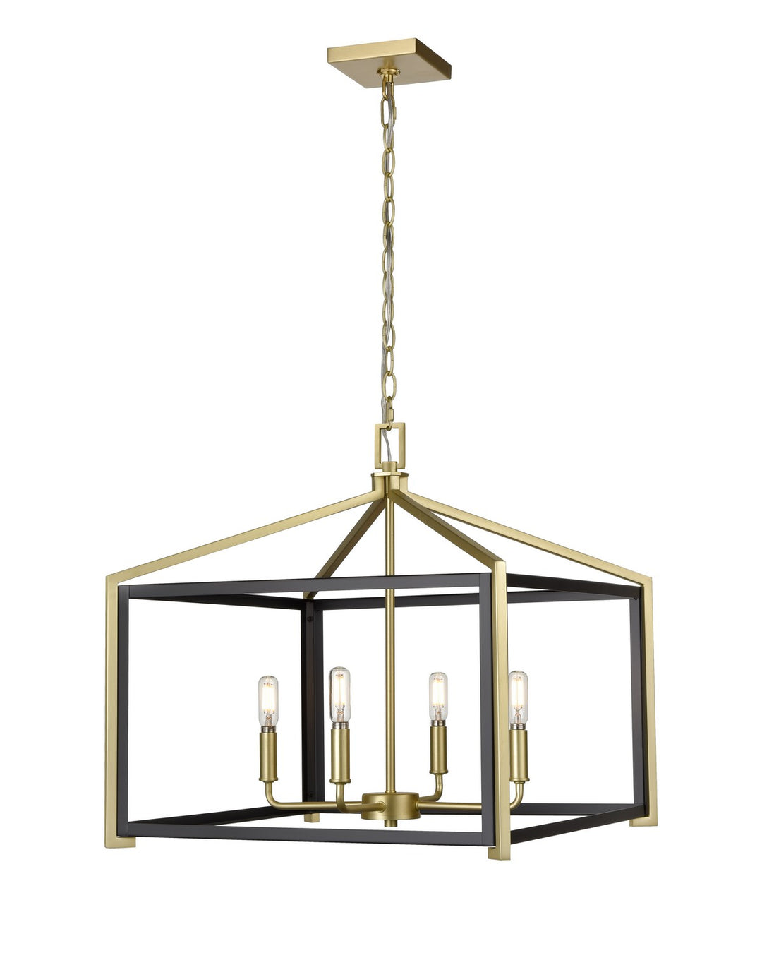 Innovations Downtown Urban 376-4CR-BSB-20 Pendant Light - Black Satin Brass