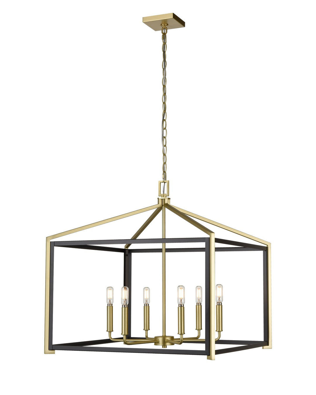 Innovations Downtown Urban 376-6CR-BSB-24 Pendant Light - Black Satin Brass