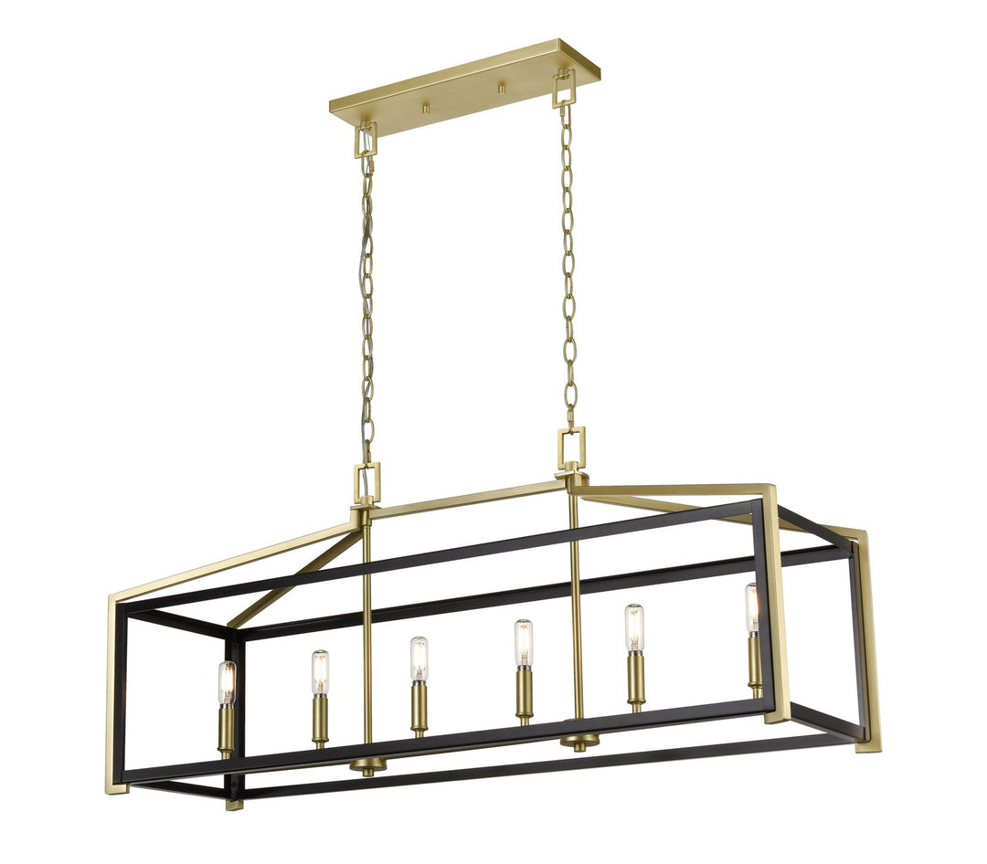 Innovations Downtown Urban 376-6I-BSB-42 Pendant Light - Black Satin Brass