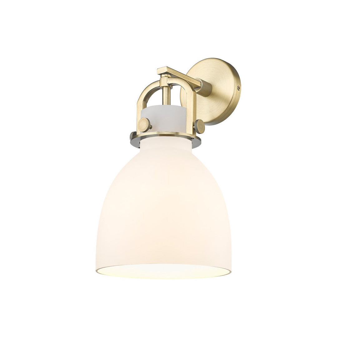 Innovations Downtown Urban 410-1W-BB-G412-8WH Wall Sconce Light - Brushed Brass