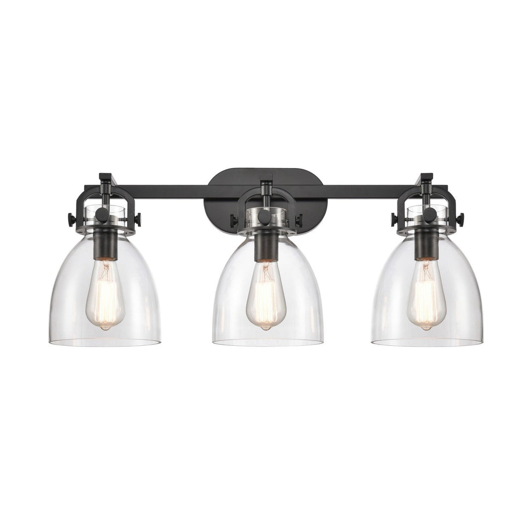 Innovations Downtown Urban 410-3W-BK-G412-7CL Bath Vanity Light 27 in. wide - Matte Black