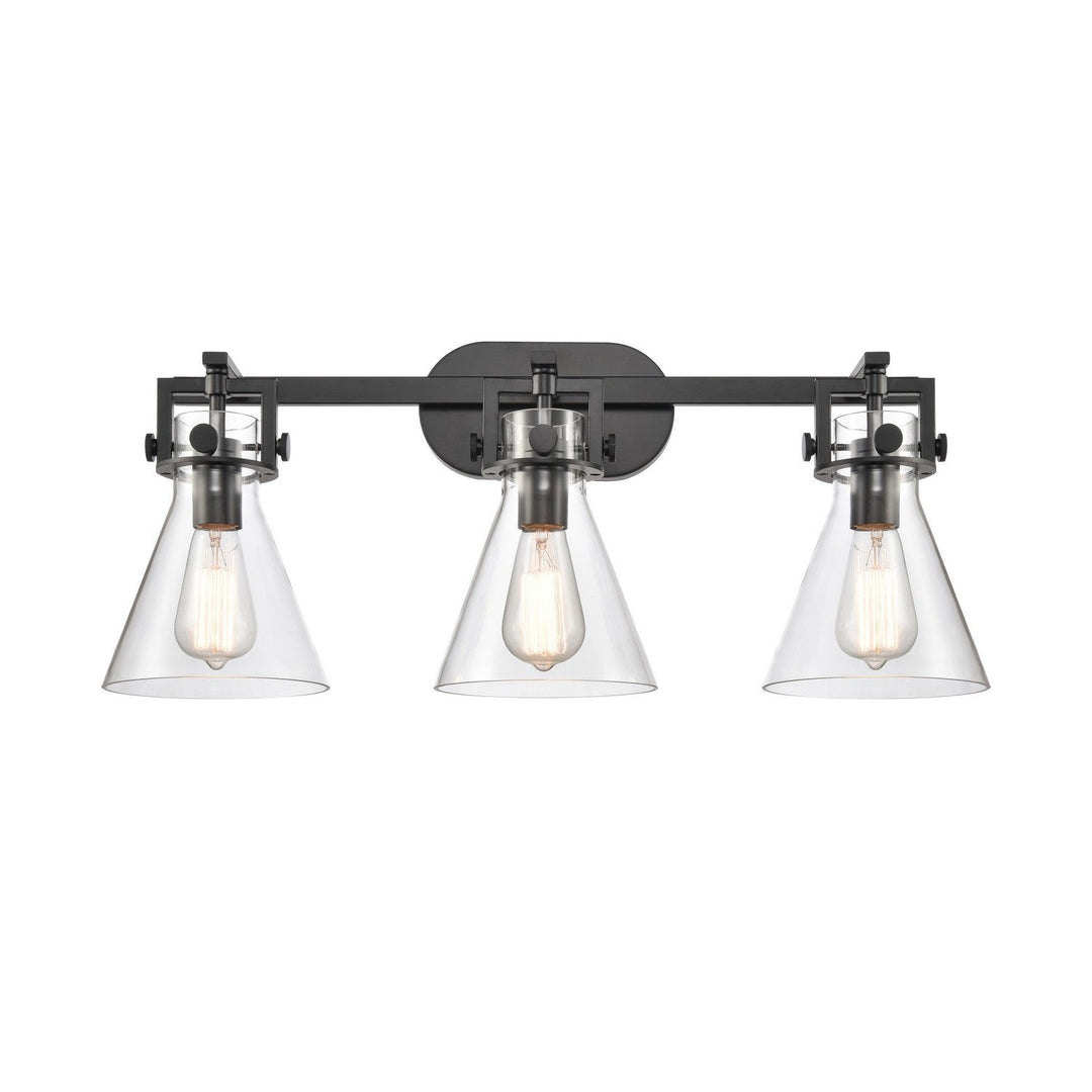 Innovations Downtown Urban 411-3W-BK-G411-7CL Bath Vanity Light 27 in. wide - Matte Black