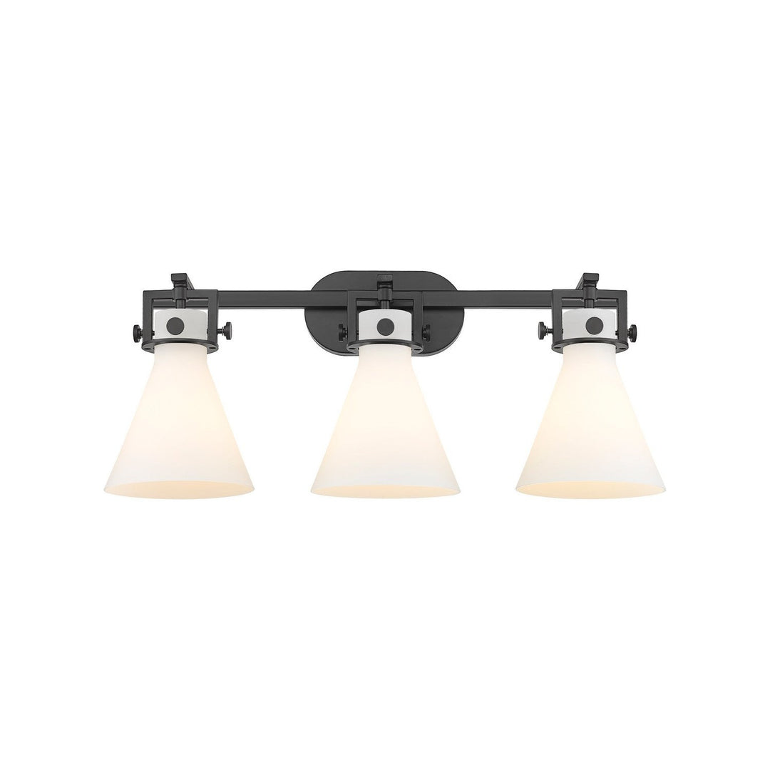 Innovations Newton 411-3W-BK-G411-7WH Bath Vanity Light 27 in. wide - Matte Black