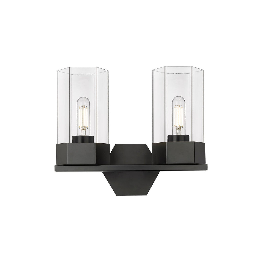 Innovations Downtown Urban 427-2W-BK-G427-9CL Bath Vanity Light 13 in. wide - Matte Black