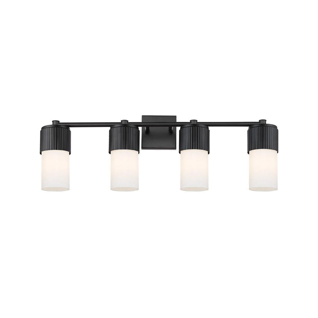Innovations Downtown Urban 428-4W-BK-G428-7WH Bath Vanity Light 31 in. wide - Matte Black