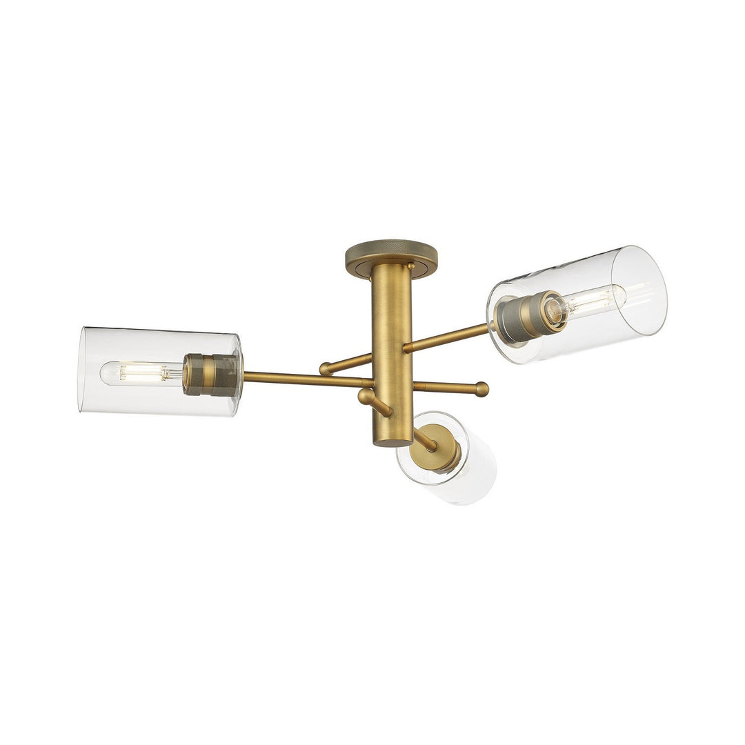 Innovations Downtown Urban 434-3F-BB-G434-7CL Ceiling Light - Brushed Brass