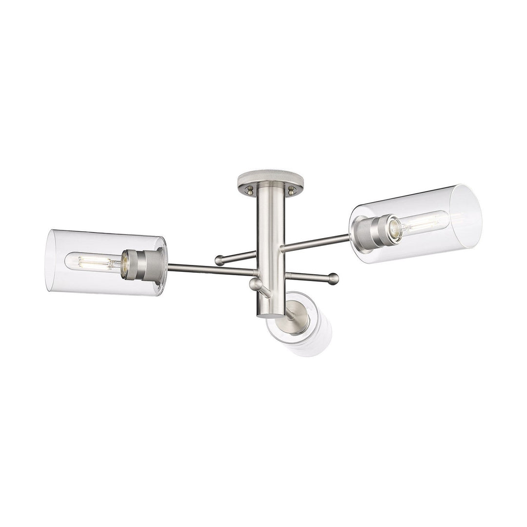 Innovations Downtown Urban 434-3F-SN-G434-7CL Ceiling Light - Satin Nickel