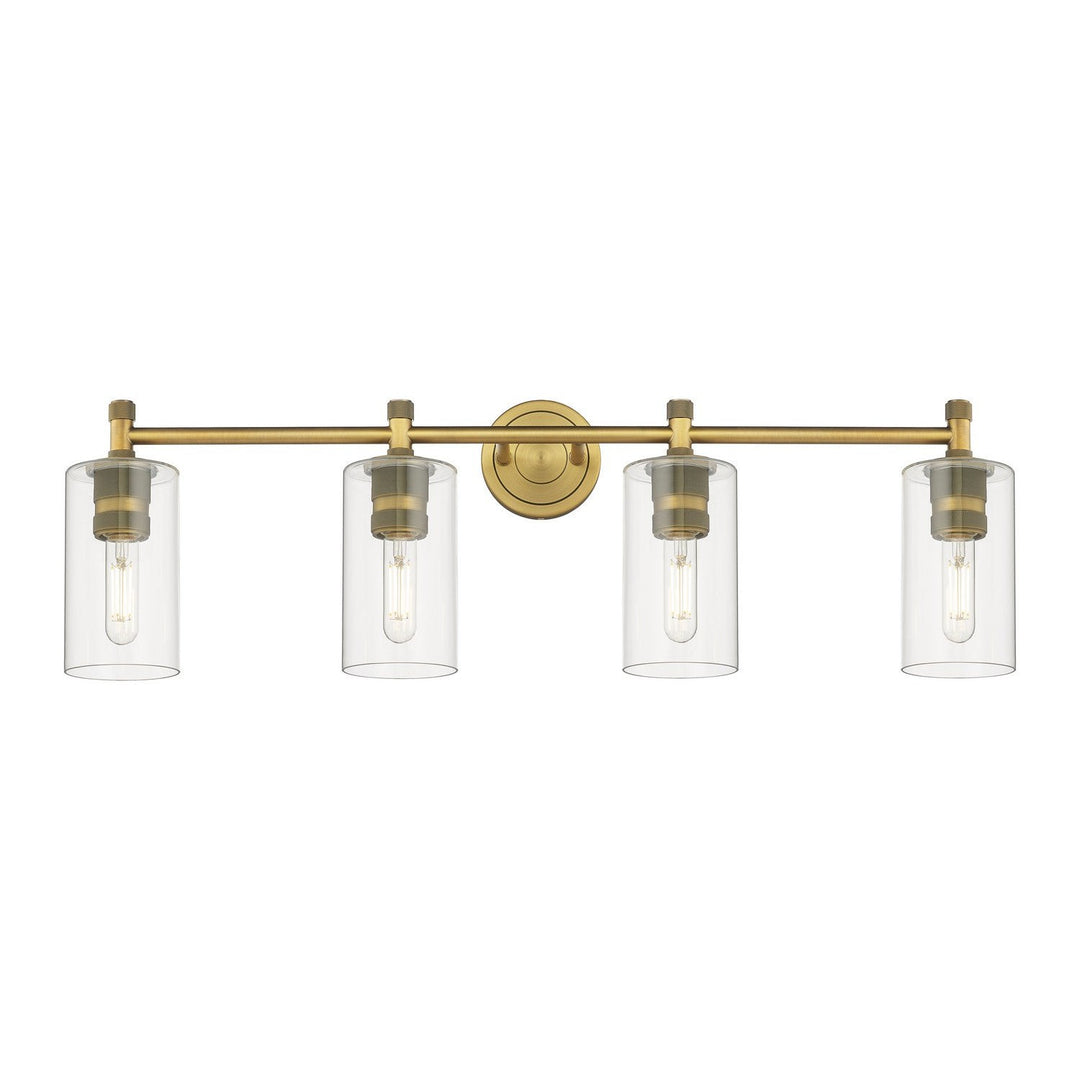 Innovations Downtown Urban 434-4W-BB-G434-7CL Bath Vanity Light 34 in. wide - Brushed Brass