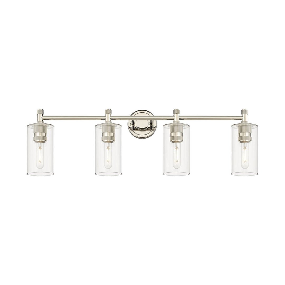 Innovations Downtown Urban 434-4W-PN-G434-7CL Bath Vanity Light 34 in. wide - Polished Nickel