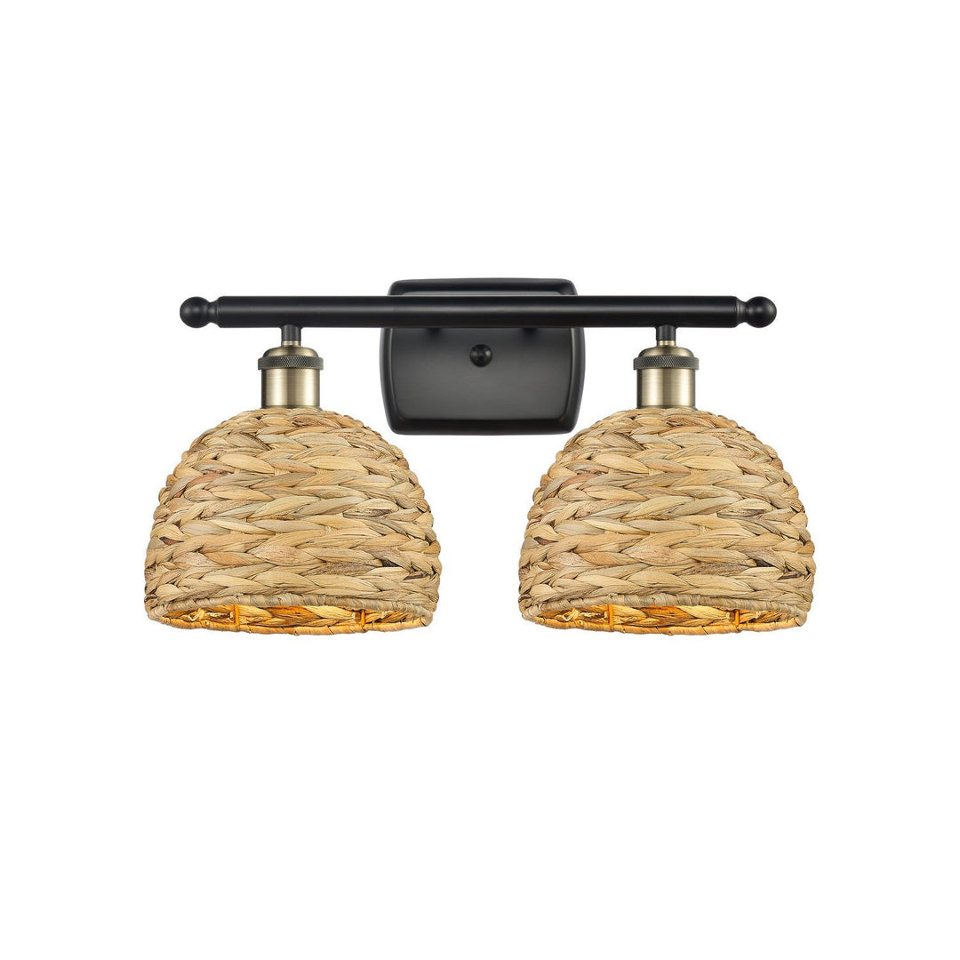 Innovations Downtown Urban 516-2W-BAB-RBD-8-NAT Bath Vanity Light 18 in. wide - Black Antique Brass