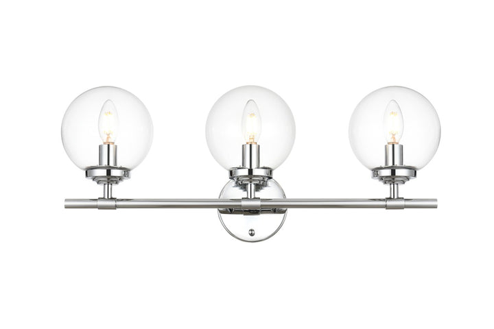Elegant Ingrid LD7302W24CH Bath Vanity Light 24 in. wide - Chrome And Clear