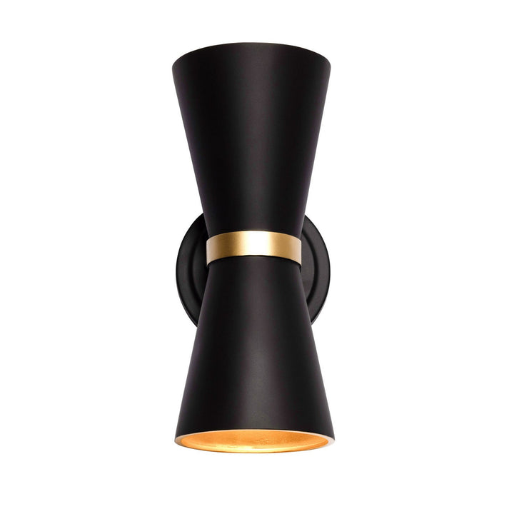 Varaluz Mad Hatter 390W02MBFG Wall Sconce Light - Matte Black/French Gold
