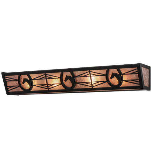 Meyda Tiffany Horseshoe 158521 Bath Vanity Light 30 in. wide - Black/Silver Mica