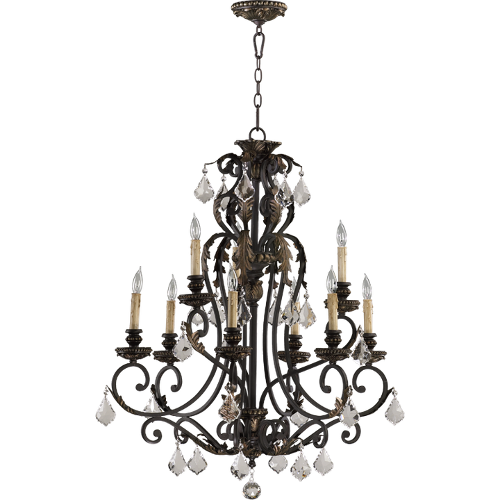 Quorum Rio Salado 6157-9-44 Chandelier Light - Toasted Sienna With Mystic Silver