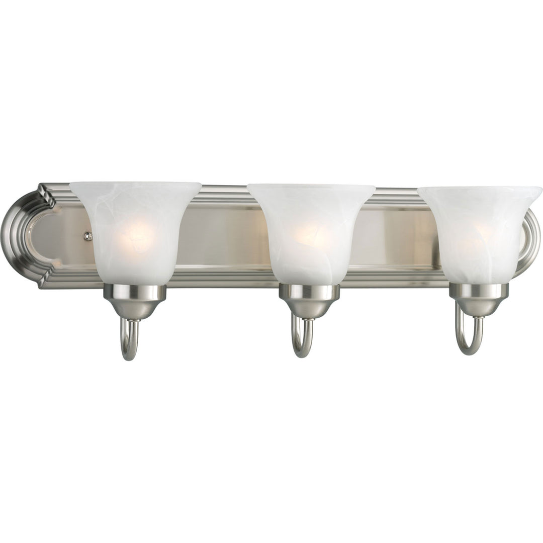Progress Alabaster Glass P3053-09 Bath Vanity Light 24 in. wide - Brushed Nickel