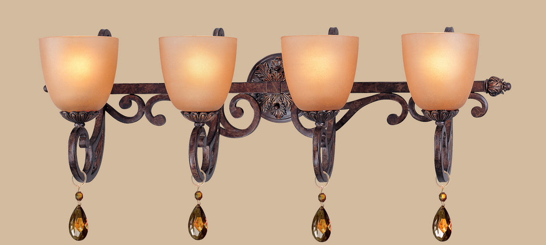 Classic Catalonia with Crystal 71114 TS/G PTS Bath Vanity Light 32 in. wide - Tortoise Shell with Gold Patina