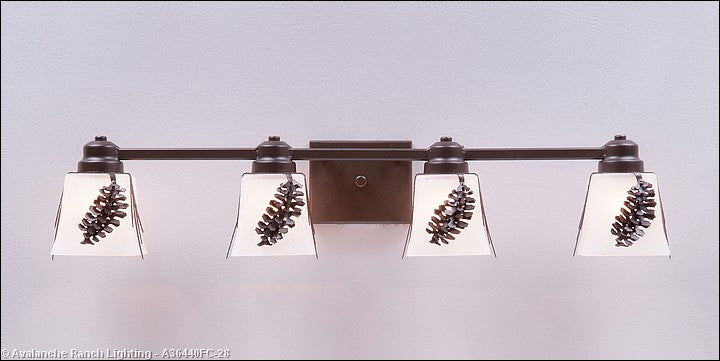 Avalanche Ranch Woodland-Spruce Cone A36440FC-28 Bath Vanity Light 31 in. wide - Dark Bronze Metallic