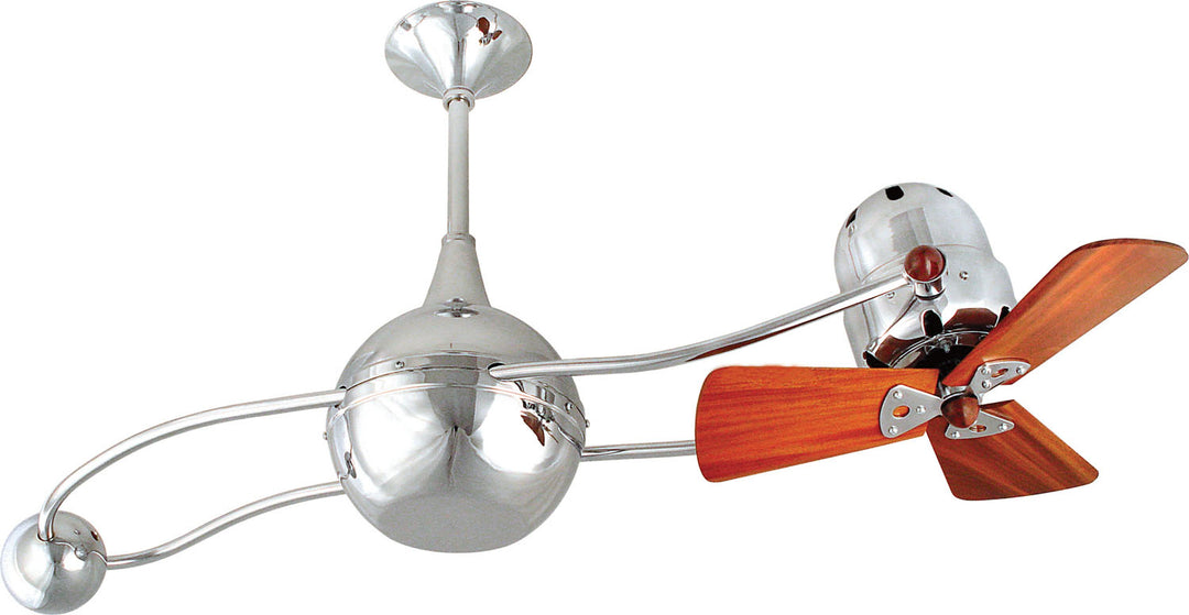 Matthews Fan Company Brisa 2000 B2K-CR-WD-Damp Ceiling Fan 16 - Polished Chrome, Mahogany/