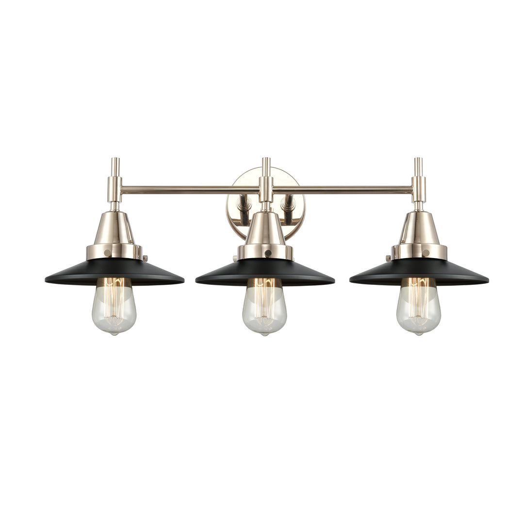 Innovations Caden 447-3W-PN-M6-BK-LED Bath Vanity Light 26 in. wide - Polished Nickel