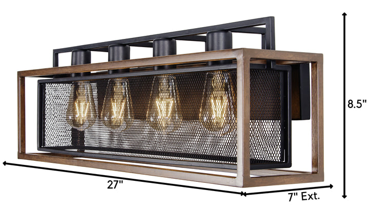 Varaluz Rio Lobo 285B04DOBL Bath Vanity Light 27 in. wide - Dark Oak/Black