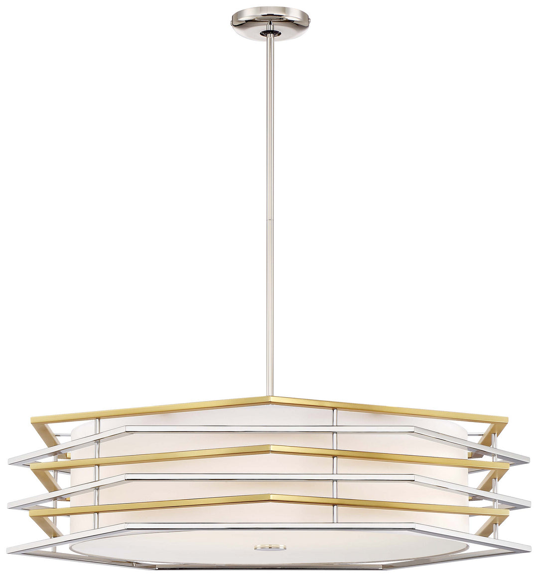 George Kovacs Levels P1073-657-L Chandelier Light - Polished Nickel W/Honey Gold