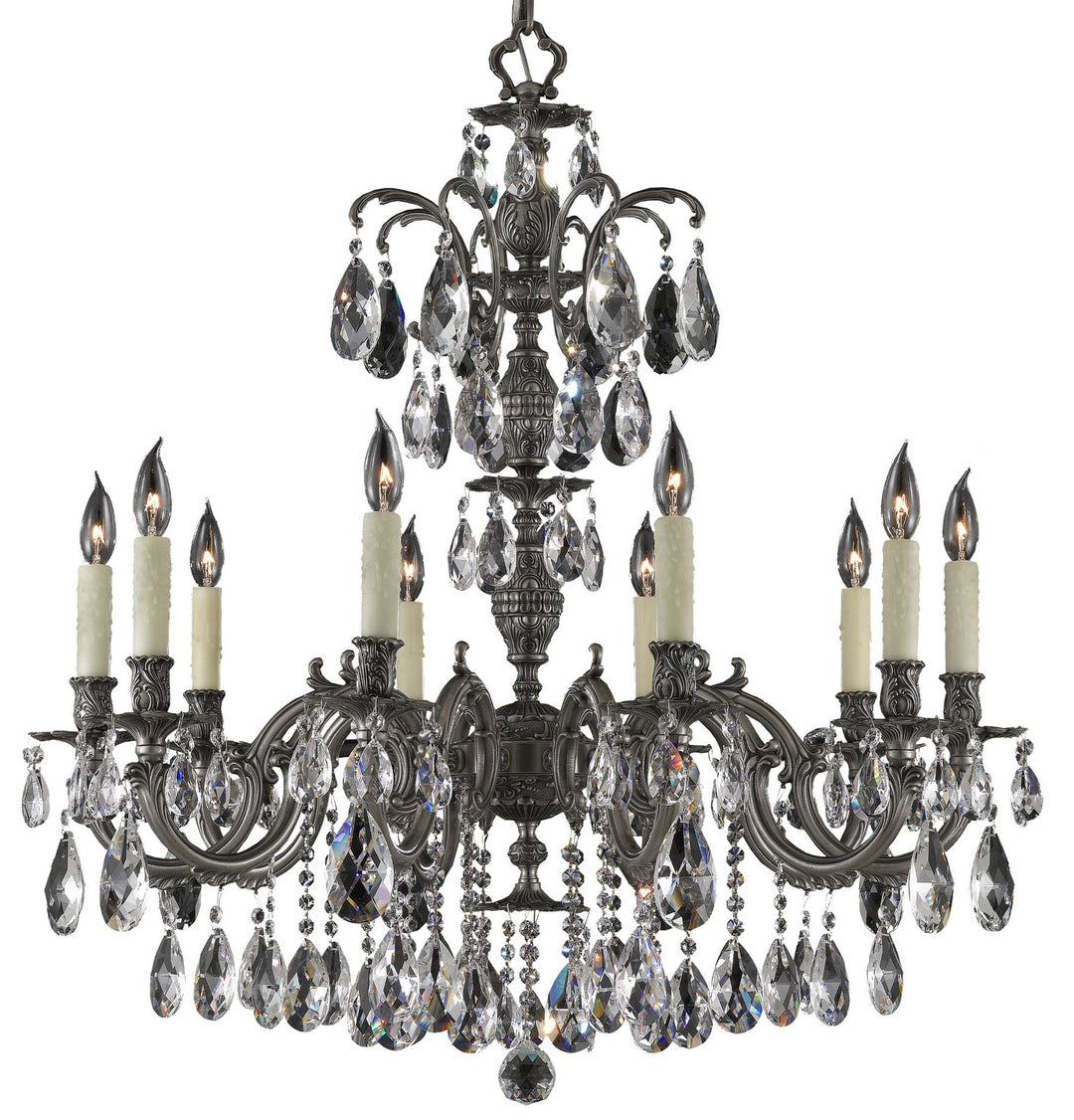American Brass & Crystal Marlena CH9715-O-10G-PI Chandelier Light - Antique Silver