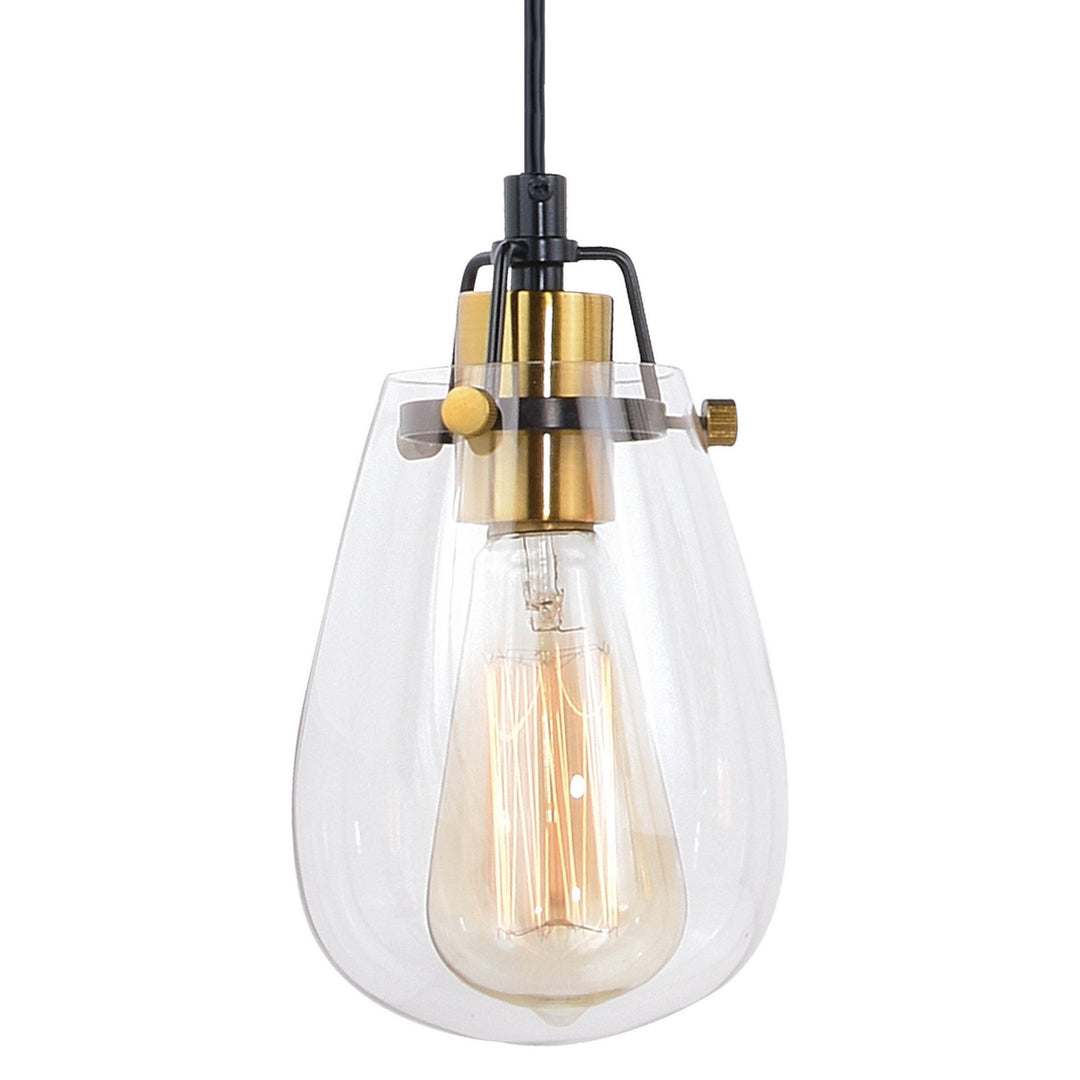 Vaxcel Kassidy P0234 Pendant Light - Black and Natural Brass